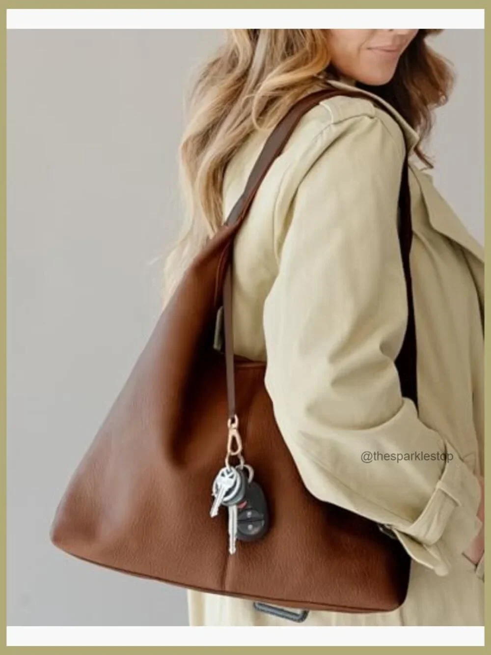 Vegan Leather Hobo Bag with Zippered Pocket, Slouchy Shoulder Strap Purse